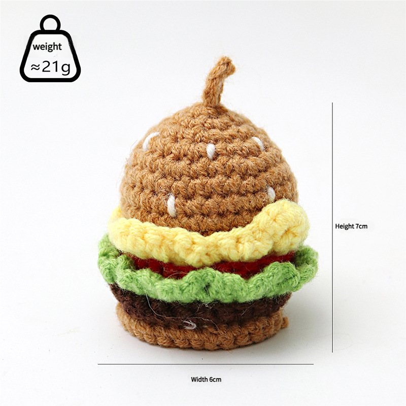 ( Key Chain ) Simulation Food Key Chain Ring Woven Fries Burger Pendant Backpack Accessories