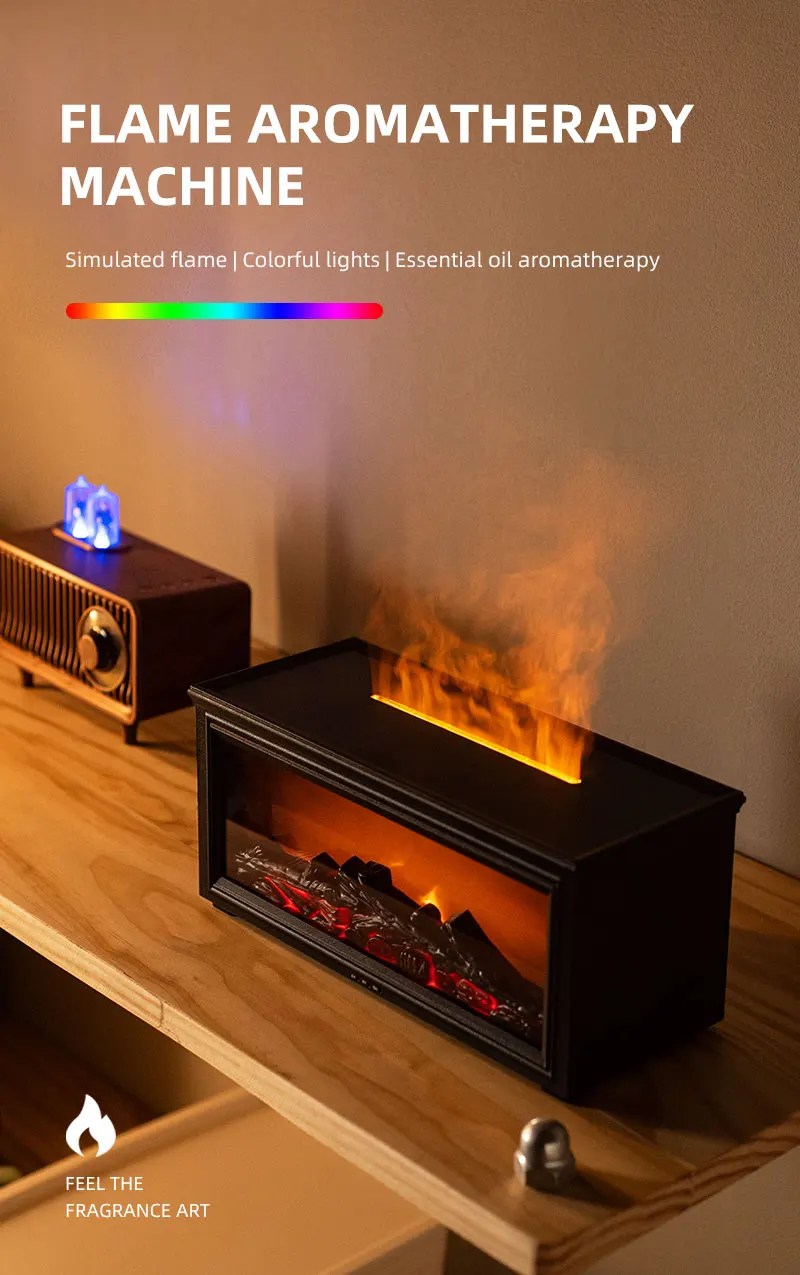 Oil fireplace diffuser mini flame aromatherapy fireplace humidifier aromatherapy oil diffuser