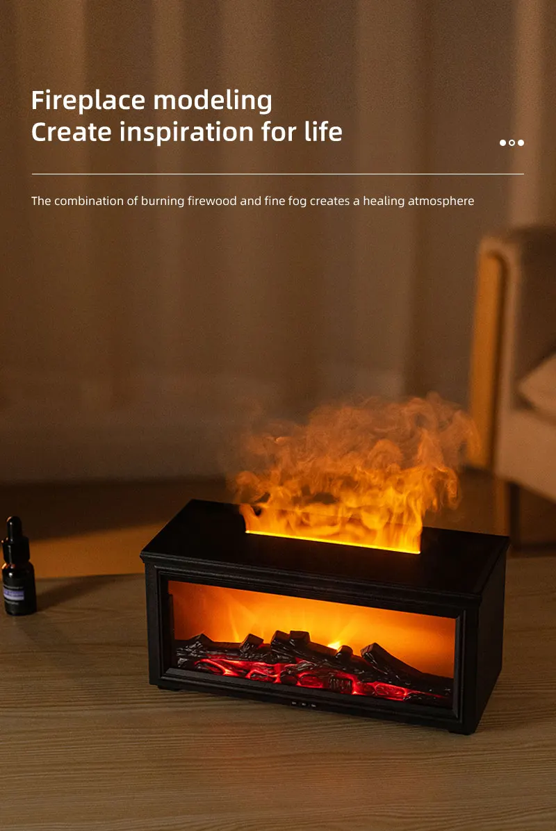 Oil fireplace diffuser mini flame aromatherapy fireplace humidifier aromatherapy oil diffuser
