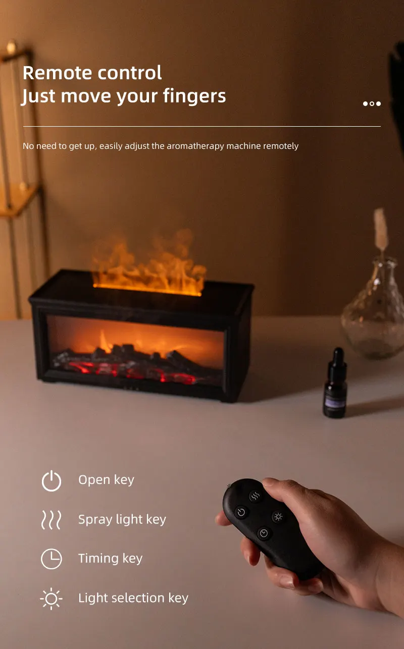 Oil fireplace diffuser mini flame aromatherapy fireplace humidifier aromatherapy oil diffuser
