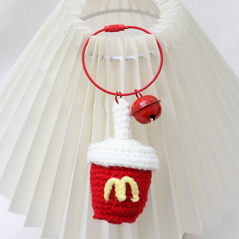 ( Key Chain ) Simulation Food Key Chain Ring Woven Fries Burger Pendant Backpack Accessories