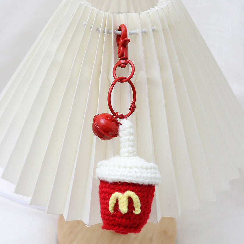 ( Key Chain ) Simulation Food Key Chain Ring Woven Fries Burger Pendant Backpack Accessories