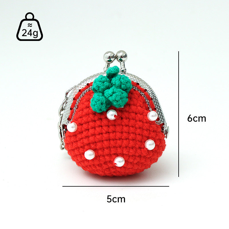 Sweet Hand-Woven Coin Bag Knitted Wool Crochet Bag Mini Change Pocket Emotion Support Dolls
