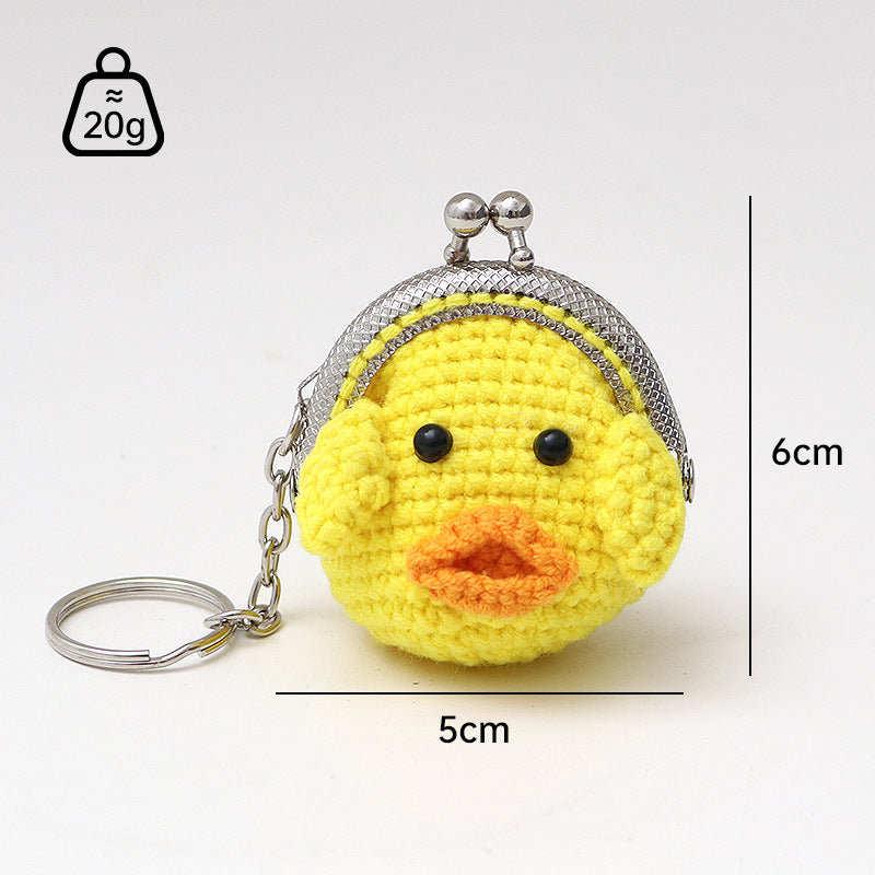 Sweet Hand-Woven Coin Bag Knitted Wool Crochet Bag Mini Change Pocket Emotion Support Dolls