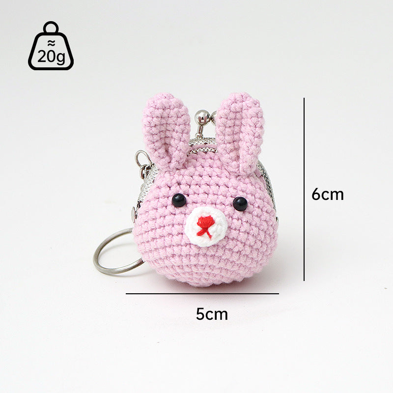 Sweet Hand-Woven Coin Bag Knitted Wool Crochet Bag Mini Change Pocket Emotion Support Dolls