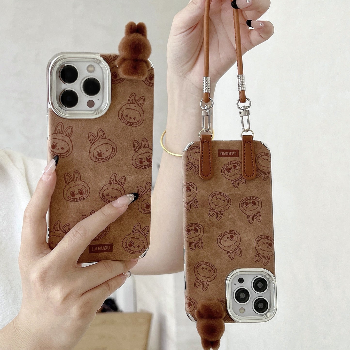 2025 Limited New Labubu 3D Pop Figure with Wrist Strap Phone Case For iPhone 16 Promax 15 14 Plus 13 12 11 Pro Max Soft TPU Phone Case