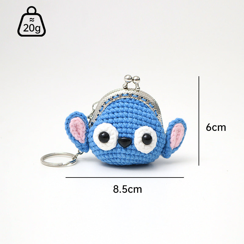 Sweet Hand-Woven Coin Bag Knitted Wool Crochet Bag Mini Change Pocket Emotion Support Dolls