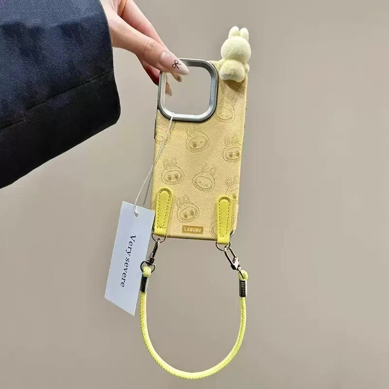 2025 Limited New Labubu 3D Pop Figure with Wrist Strap Phone Case For iPhone 16 Promax 15 14 Plus 13 12 11 Pro Max Soft TPU Phone Case