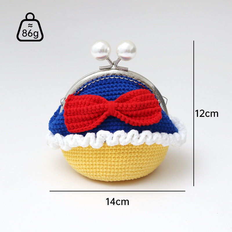 Sweet Hand-Woven Coin Bag Knitted Wool Crochet Bag Mini Change Pocket Emotion Support Dolls