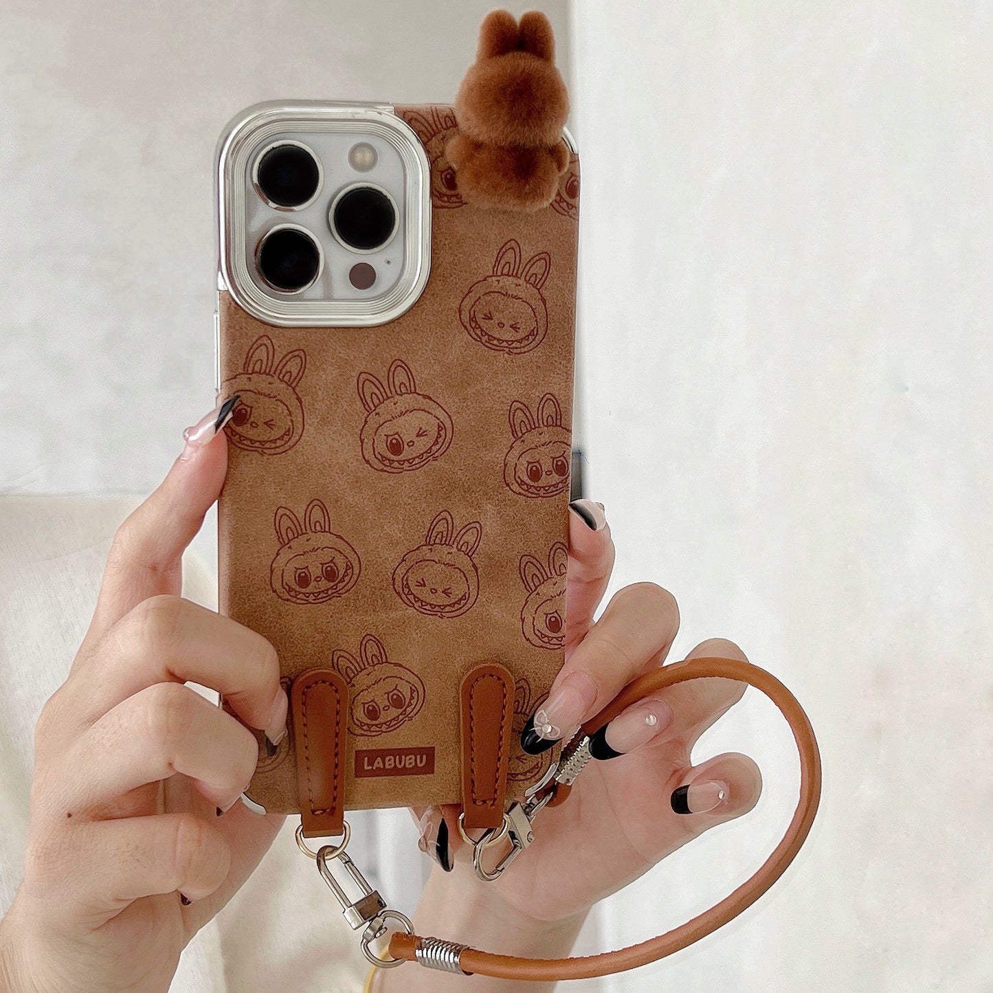 2025 Limited New Labubu 3D Pop Figure with Wrist Strap Phone Case For iPhone 16 Promax 15 14 Plus 13 12 11 Pro Max Soft TPU Phone Case