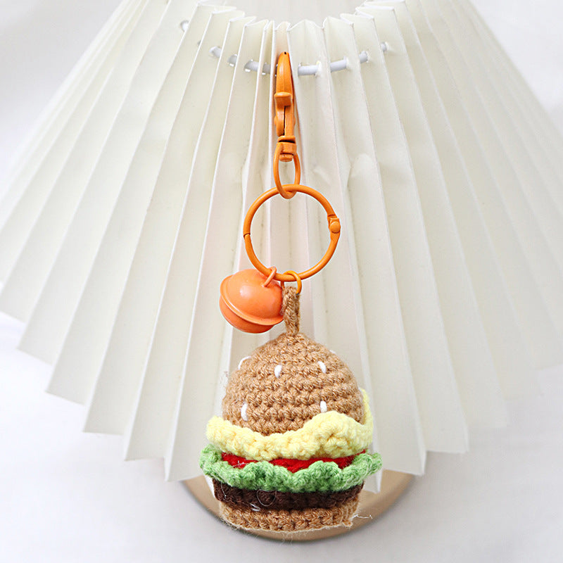 ( Key Chain ) Simulation Food Key Chain Ring Woven Fries Burger Pendant Backpack Accessories