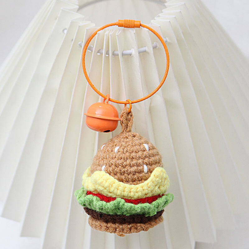 ( Key Chain ) Simulation Food Key Chain Ring Woven Fries Burger Pendant Backpack Accessories