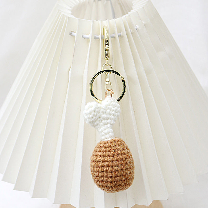 ( Key Chain ) Simulation Food Key Chain Ring Woven Fries Burger Pendant Backpack Accessories
