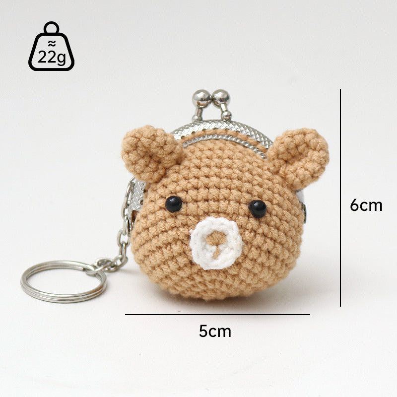 Sweet Hand-Woven Coin Bag Knitted Wool Crochet Bag Mini Change Pocket Emotion Support Dolls