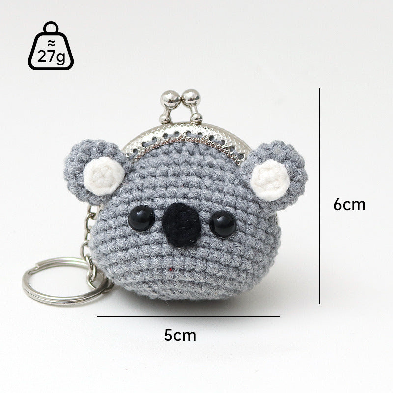 Sweet Hand-Woven Coin Bag Knitted Wool Crochet Bag Mini Change Pocket Emotion Support Dolls