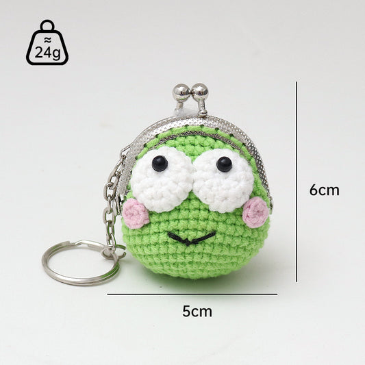 Sweet Hand-Woven Coin Bag Knitted Wool Crochet Bag Mini Change Pocket Emotion Support Dolls